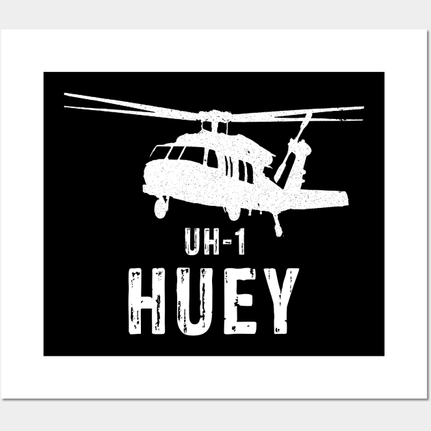 Military T Shirt UH-1 Huey Helicopter Pilot Chopper Aircraft Army Veteran Wall Art by maelotti22925